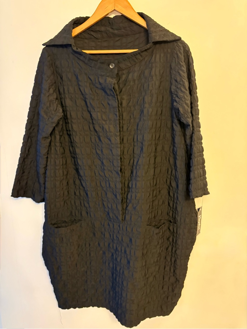 Rare Heydari Textured Black Quilted Dress Loose Fit Sz S-XL